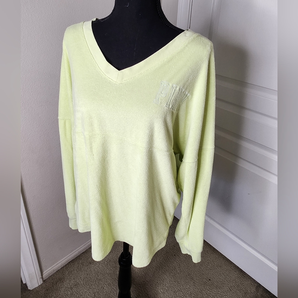 VICTORIA SECRET PINK Sweatshirt Light green Terry cloth Medium
